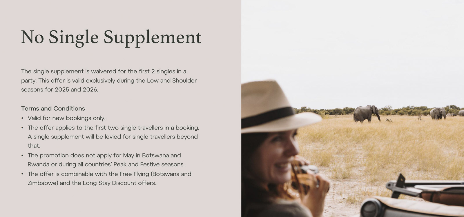 Botswana No Single Supplement